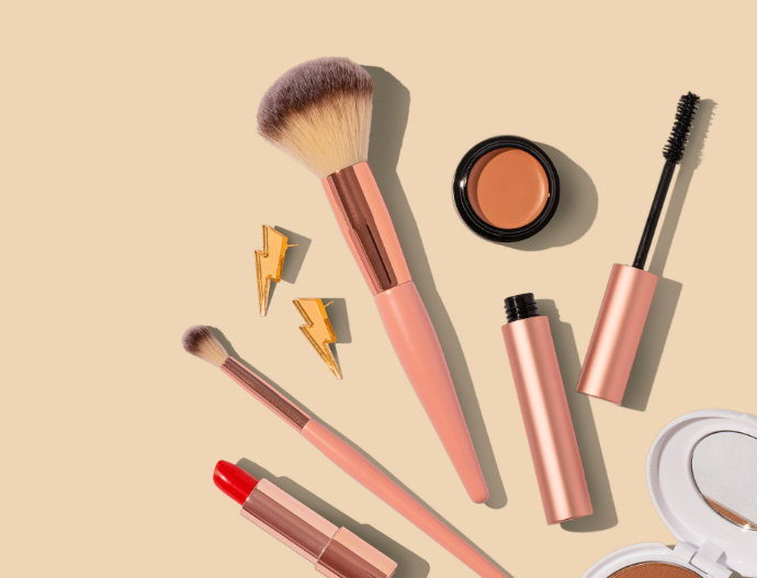pink and brown makeup brush set